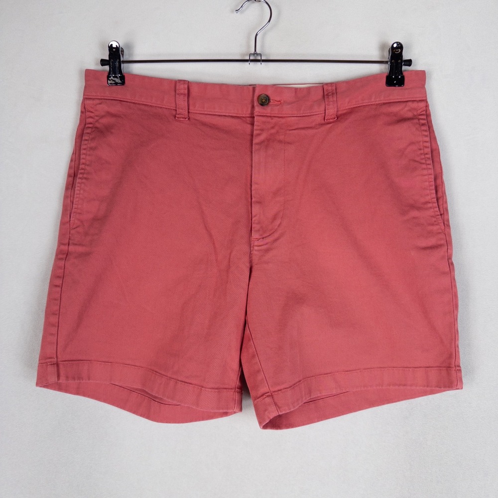 J. Crew Mercantile Men Chino Shorts 34 Salmon Pink Flex Cotton Flat Front Preppy